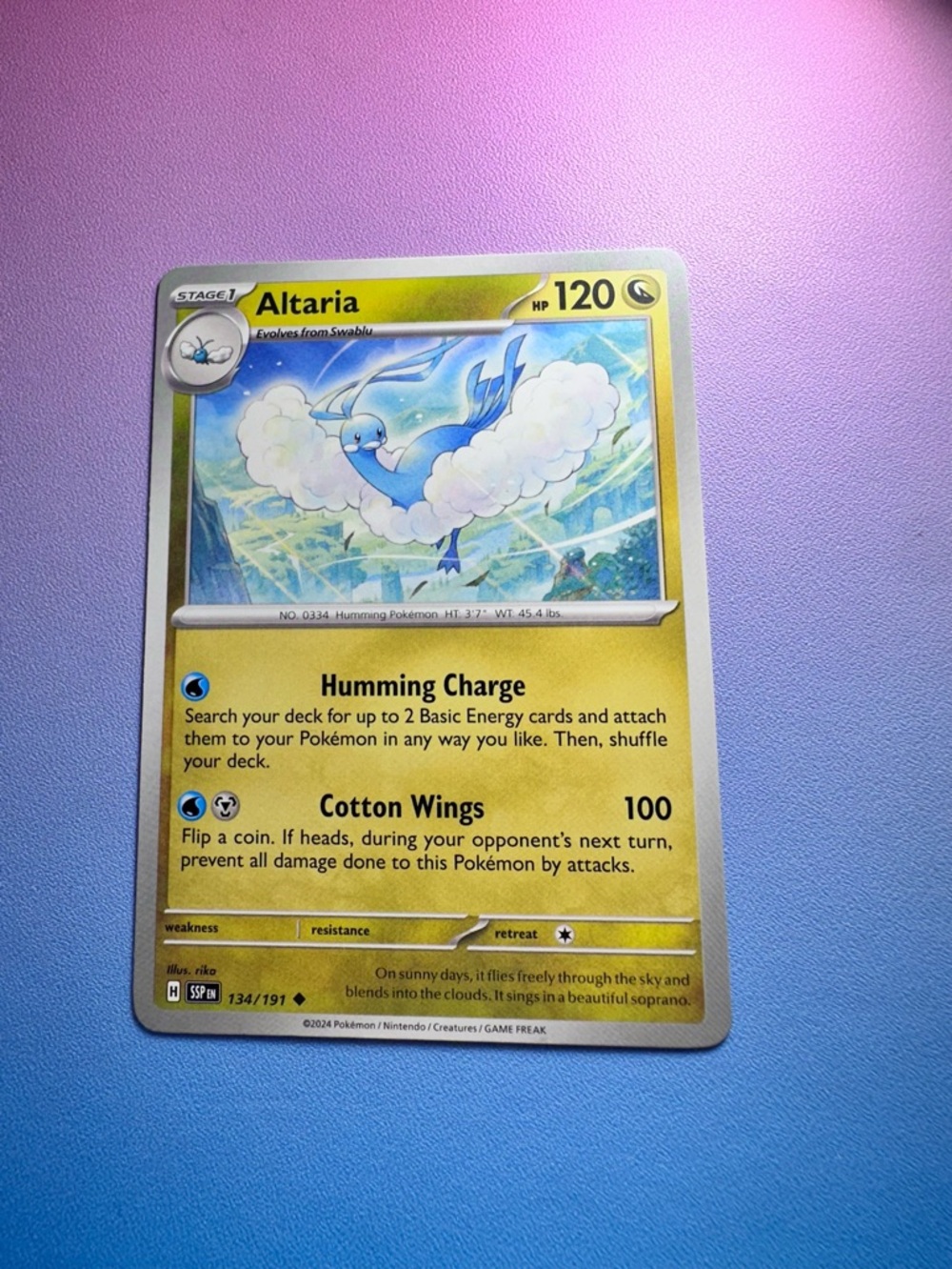 altaria - 134/191 (uncommon) — pokemon: surging sparks
